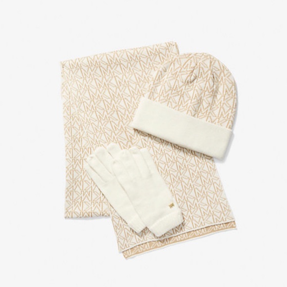 NEW Michael Kors Logo Knit Cold-Weather Set - Picture 1 of 3
